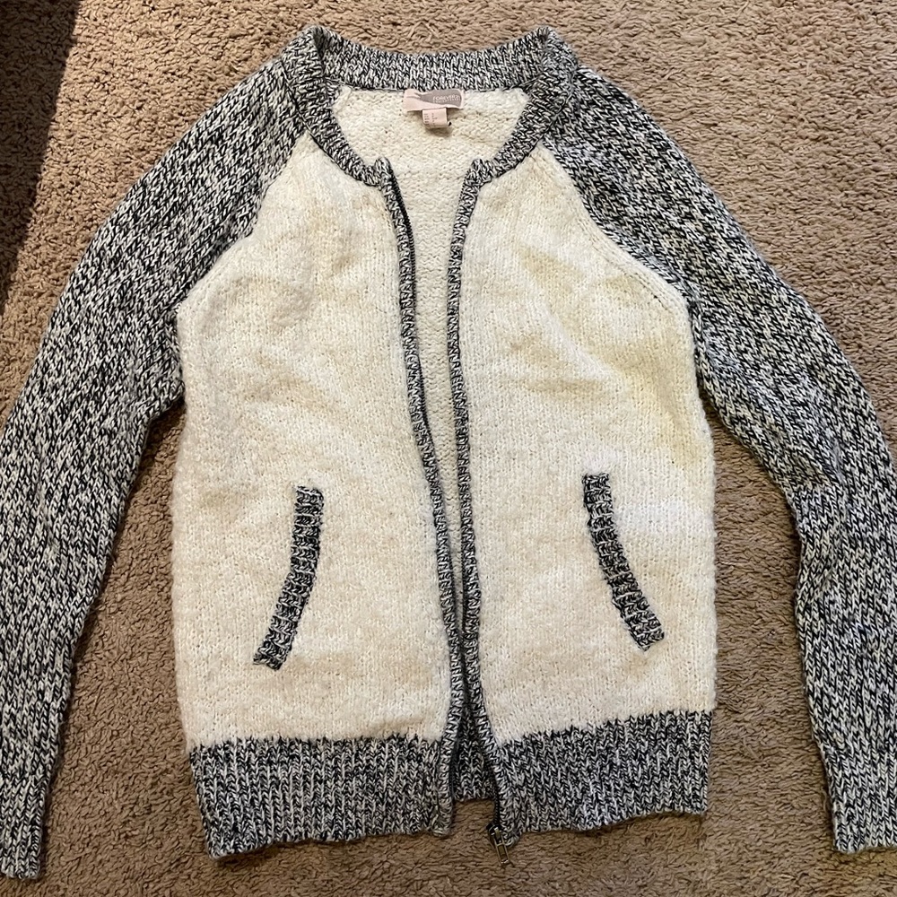 Forever 21 Wool Cozy Black and White Zipper Sweater